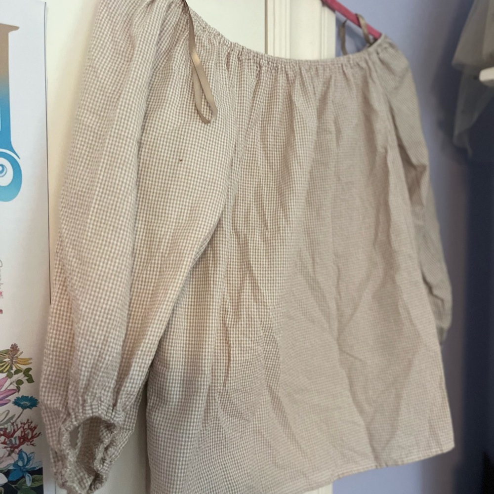 Off-Shoulder Gingham Blouse - image 1